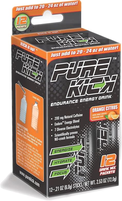 Amazon.com: Pure Kick Endurance Energy Drink Mix, Orange Citrus, 12 ...