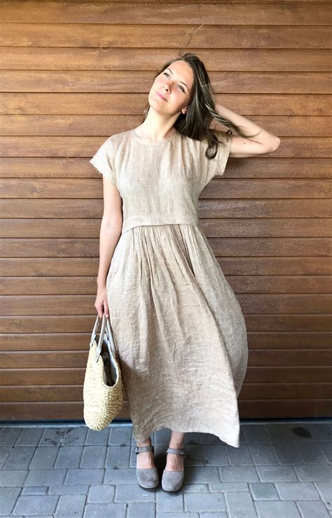 Linen Maxi Dress Long linen dress plus size maxi dress with | Etsy