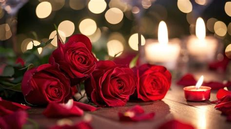 Premium Photo | Romantic table setting for red roses and candlelight ...