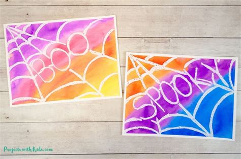 Watercolor Resist Spider Web Art Project for Halloween - Projects with Kids