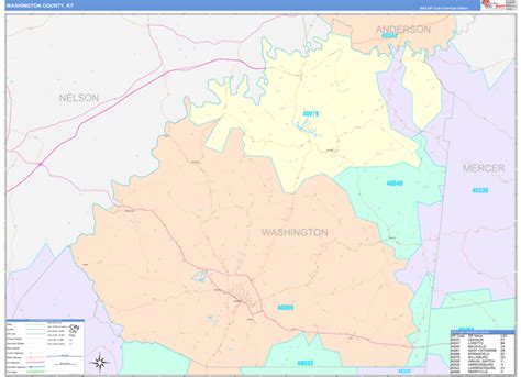 Washington County, KY Wall Map Color Cast Style by MarketMAPS - MapSales