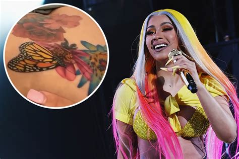 Cardi B debuts colorful new butterfly back tattoo