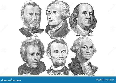 Six Presidents with Dollar Bills Stock Illustration - Illustration of ...