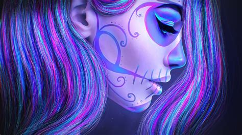 Skull Sugar Girl - Wallpaper (1920x1080) | Chicano zeichnungen ...