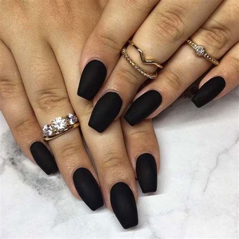 70+ Matte Black Coffin Nail Ideas, Matte Black Nails; Matte Nails ...