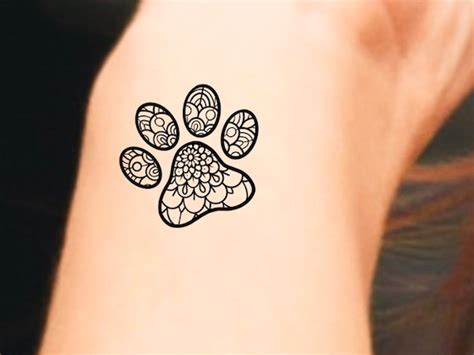 Paw Print Mandala Temporary Tattoo / Dog Tattoo / Animals - Etsy UK