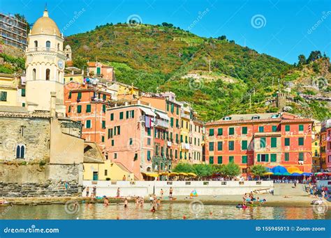 Beach and Waterfront in Vernazza Editorial Stock Photo - Image of ...