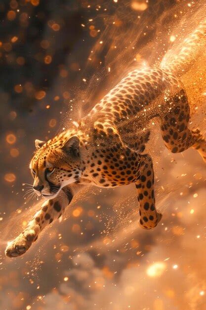 Premium Photo | Majestic Leopard Sprinting with Intense Focus Emanating ...