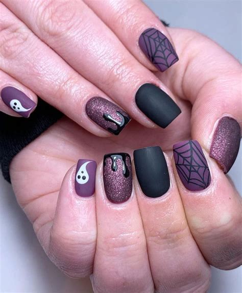 30+ Spooky Halloween Nail Ideas : Mismatched Matte Dark Nails I Take ...