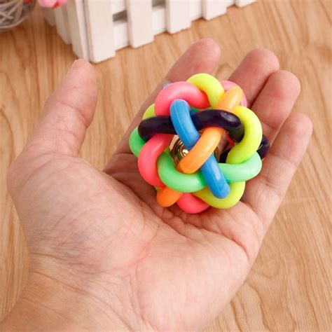 SCASTOE Cute Multi-color Pet Dog Bell Ball Nobbly Wobbly Rubber Woven ...