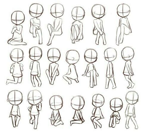 Chibi Poses | Bocetos, Esbozos, Cómo dibujar figuras