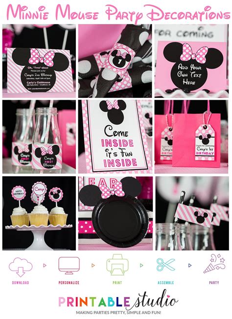 Minnie Mouse Birthday Decorations Pink Minnie Mouse Party | Etsy