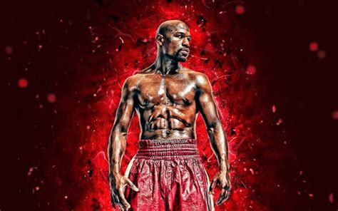 Download wallpapers Floyd Mayweather, 4k, red neon lights, american ...