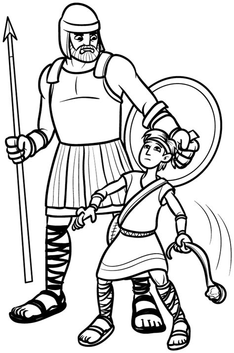 David and Goliath’s Story Coloring Pages for Kids Improving Confidence ...