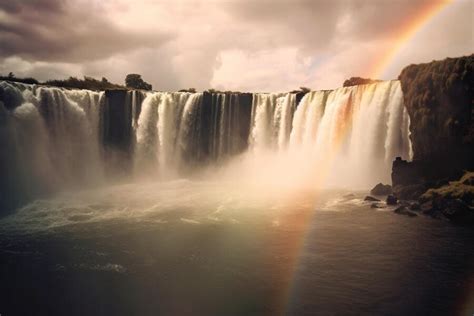 Premium AI Image | a rainbow over a waterfall in the sky