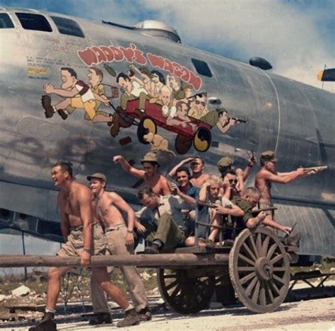 [1945] The crew of this B-29 Super Fortress named "Waddy's Wagon" : r ...