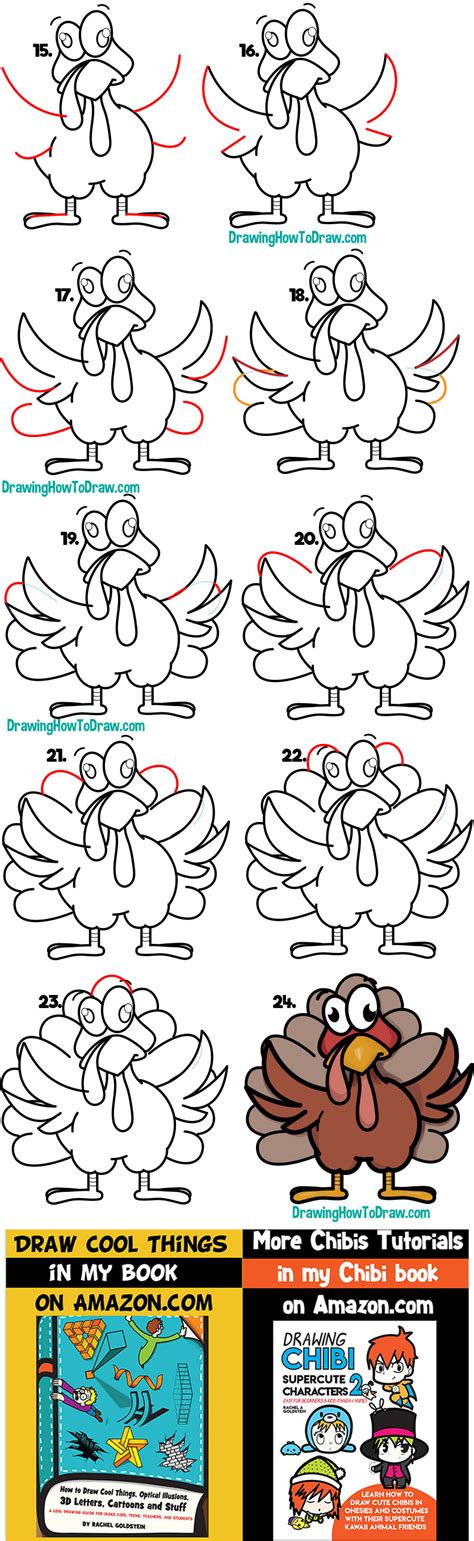 How to Draw a Cartoon Turkey for Thanksgiving Easy Step by Step Drawing ...