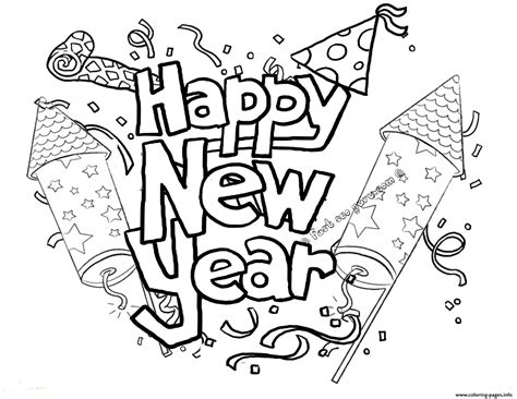 Happy New Year Printable 2 Coloring page Printable