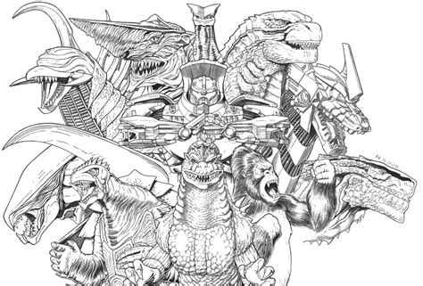 Coloring page Godzilla : Godzilla, King Kong and Gamera 12