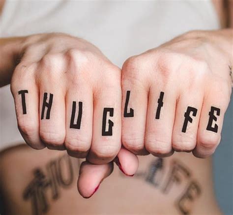 THUG LIFE Tattoo, Set of 2 • Knuckle Tattoo • Hip Hop Temp Tattoo ...