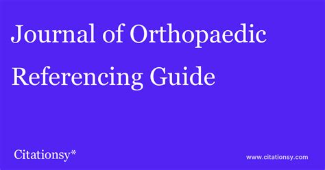 Journal of Orthopaedic & Sports Physical Therapy Referencing Guide ...