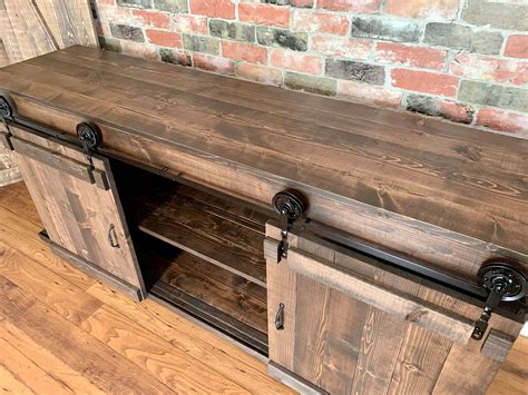 Rustic TV Stand Barn Doors Media Console Buffet Cabinet Coffee - Etsy