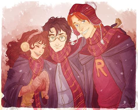 Harry Hermione And Ron Art, golden trio HD wallpaper | Pxfuel