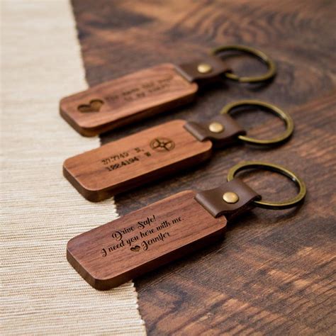 Wood Keychain Engraved Key Chain for Birthday Anniversary, Custom Key ...