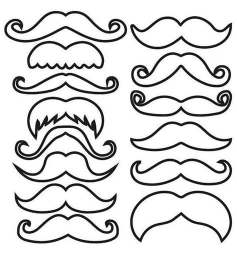 4 Styles of Mustache Coloring Pages for You | Mustache template ...