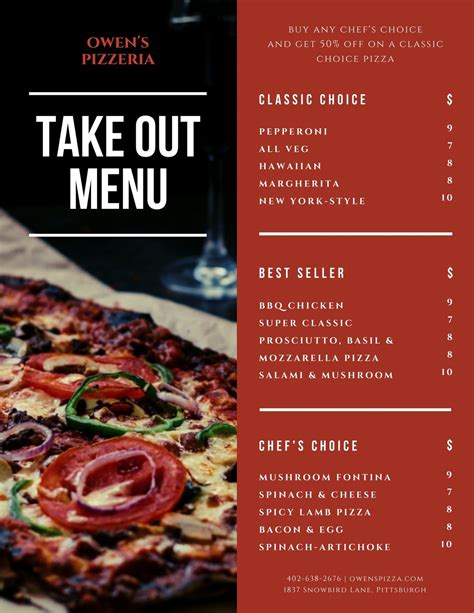 Free printable, customizable take out menu templates | Canva