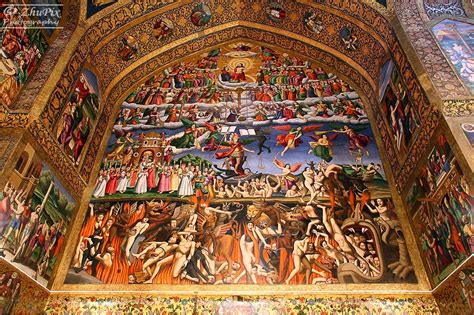 An Armenian fresco depicting Heaven, Earth, and Hell at the Vank ...