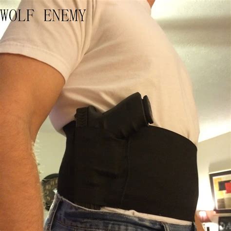 TACTICAL ADJUSTABLE BELLY BAND WAIST PISTOL GUN HOLSTER & 2 MAG POUCHES ...