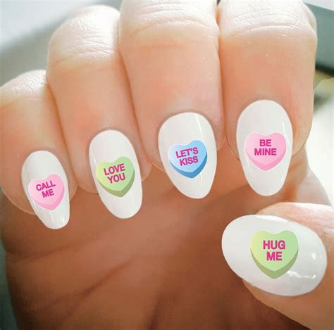 Nail Decals, Valentine's Day Nail Decals, Heart, Sweetheart Water ...