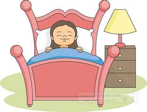 Furniture Clipart-girl sleeping in bed clipart