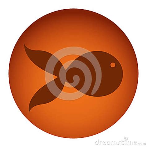 Orange Color Circular Frame with Silhouette Fish Aquatic Animal Stock ...