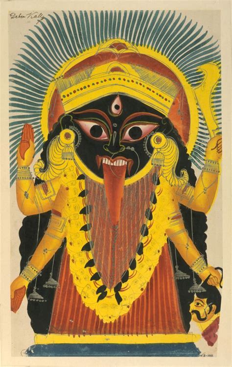 Goddess Kali - Kalighat Painting 1850s - Old Indian Arts | Hindu art ...