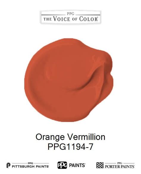 Orange Vermillion | Pittsburgh paint color, Perfect paint color ...