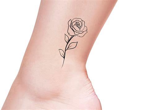 Rose Outline Temporary Tattoo / Rose Tattoo / Flower Tattoo / - Etsy