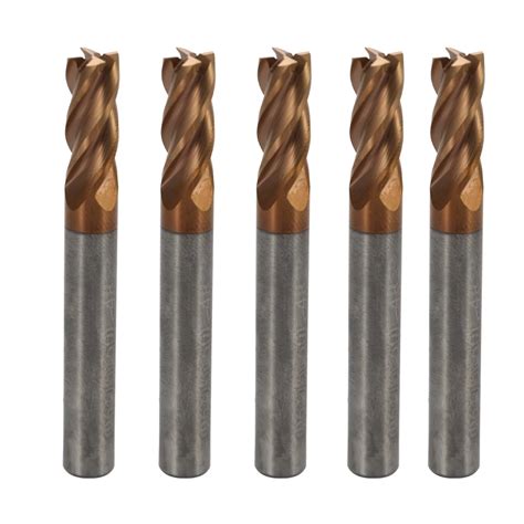 5PCS Solid Carbide Endmill Standard Length Side Milling Cutter Slotting ...