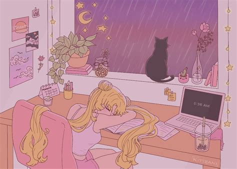 Pink Anime Wallpaper Aesthetic Laptop Pin On Decor Cartoon | Images and ...