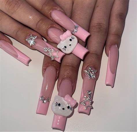 hello kitty acrylic nails in 2022 | Hello kitty nails, Pink acrylic ...