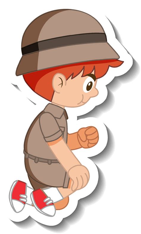 Little boy scout cartoon character sticker 3544027 Vector Art at Vecteezy