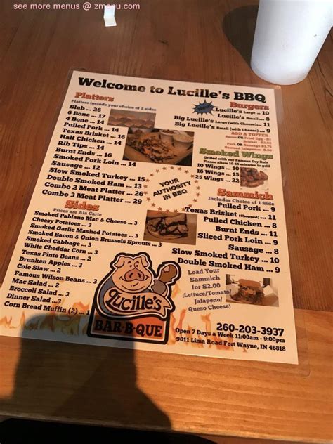 Menu at Lucille's BBQ, Fort Wayne