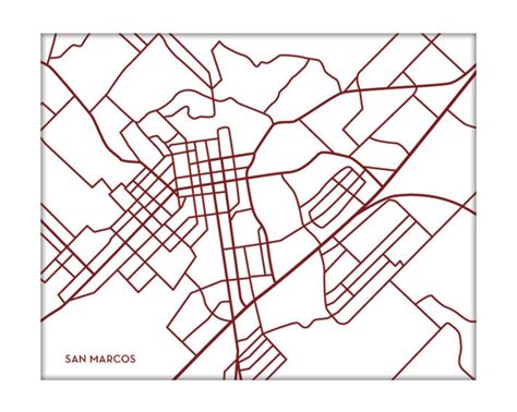 San Marcos TX City Map Print / Texas State University Grad Gift Dorm ...