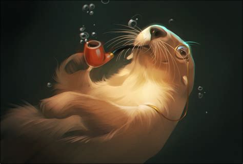 Fantasy Underwater Otter HD Wallpaper by Alexandra Khitrova