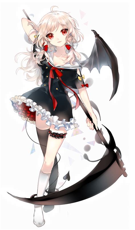 Anime girl demon with blonde hair , red eyes , twin tails , dress ...