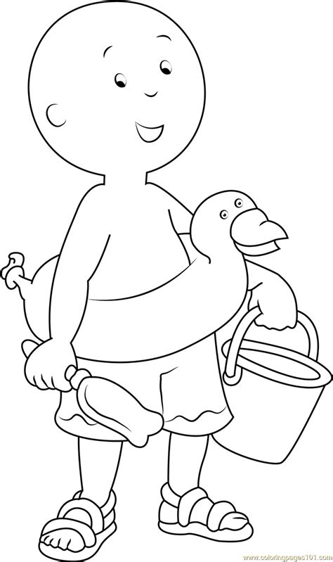 Caillou on Beach Coloring Page for Kids - Free Caillou Printable ...