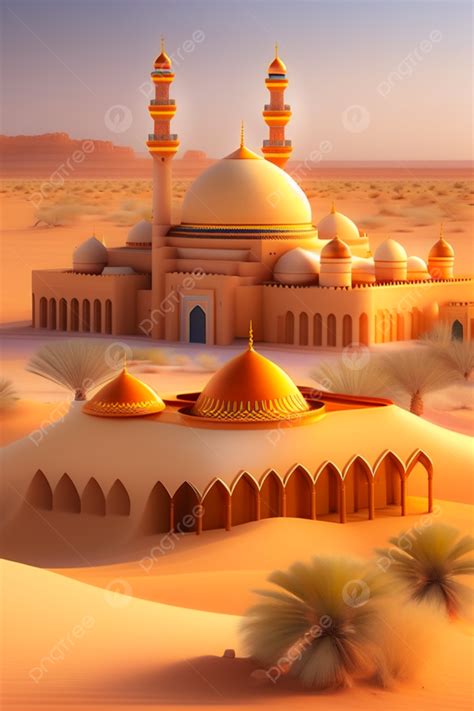 Beautiful Mosque Wallpaper In The Desert Background Wallpaper Image For ...