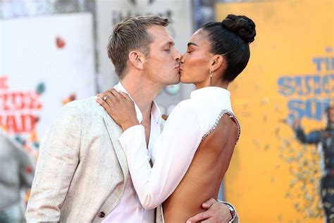 Joel Kinnaman Kisses Fiancée Kelly Gale at The Suicide Squad Premiere