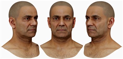 Male 3D model / Retopologised Head Scan 45